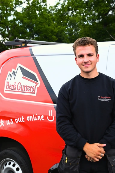 our gutter cleaner in Glasgow standing by company vehicle